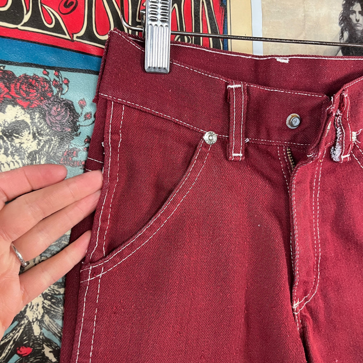 Vintage Kids 70s Red Sears Bootcut Pants Size 8 Slim Ages 7-8