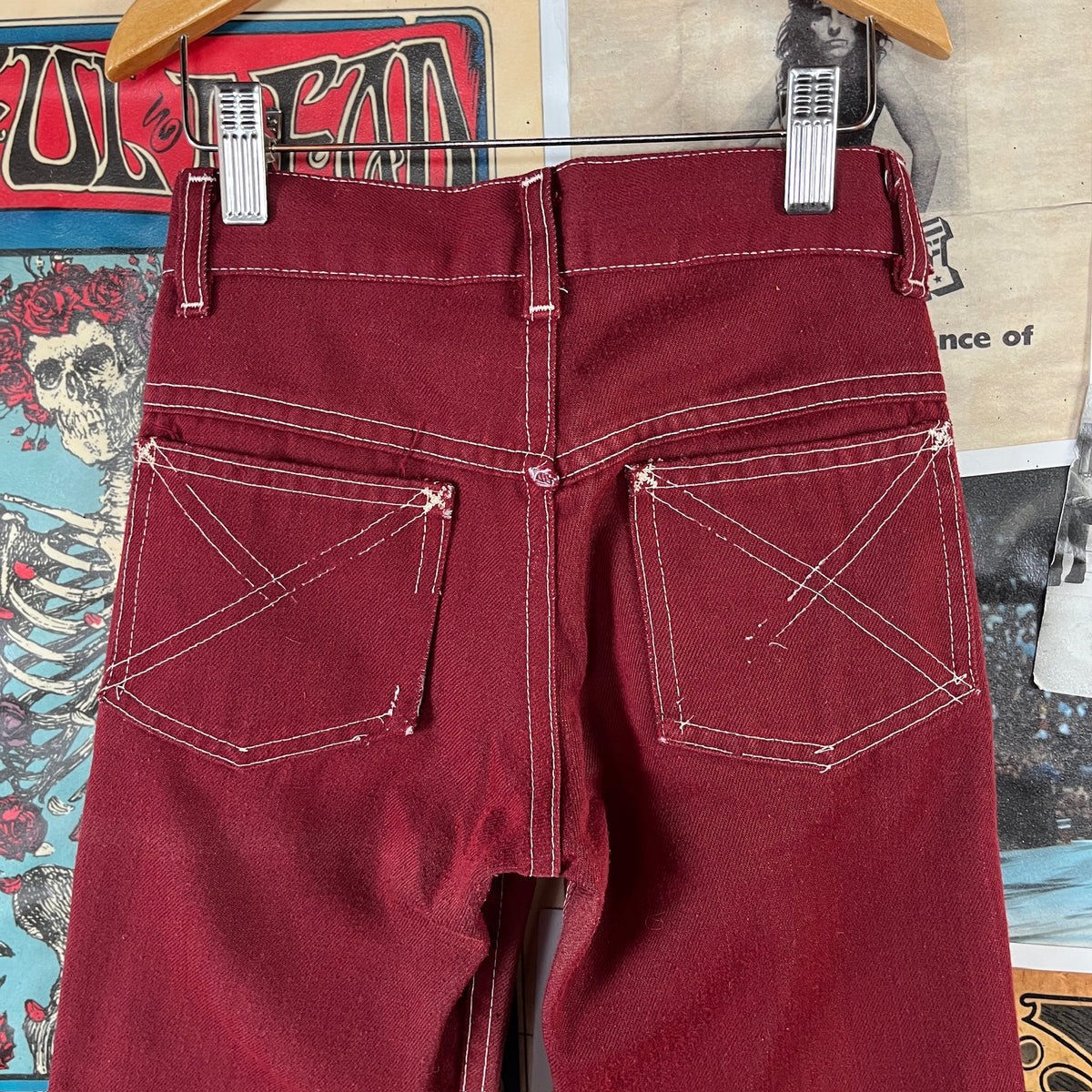 Vintage Kids 70s Red Sears Bootcut Pants Size 8 Slim Ages 7-8