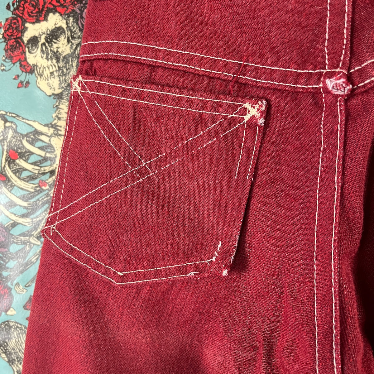 Vintage Kids 70s Red Sears Bootcut Pants Size 8 Slim Ages 7-8