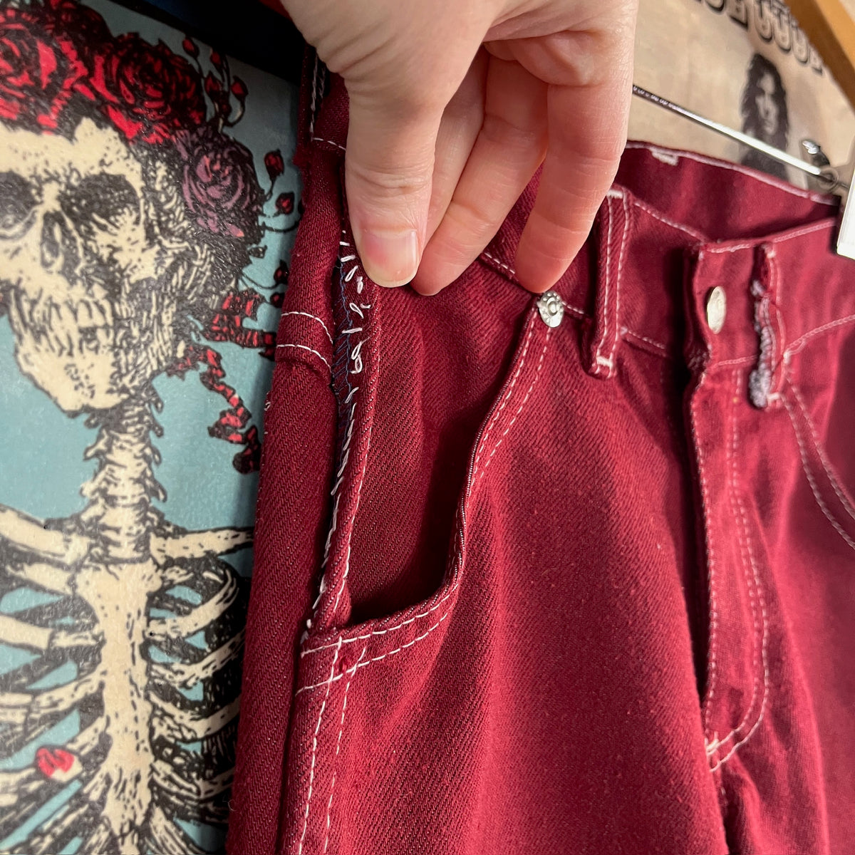 Vintage Kids 70s Red Sears Bootcut Pants Size 8 Slim Ages 7-8