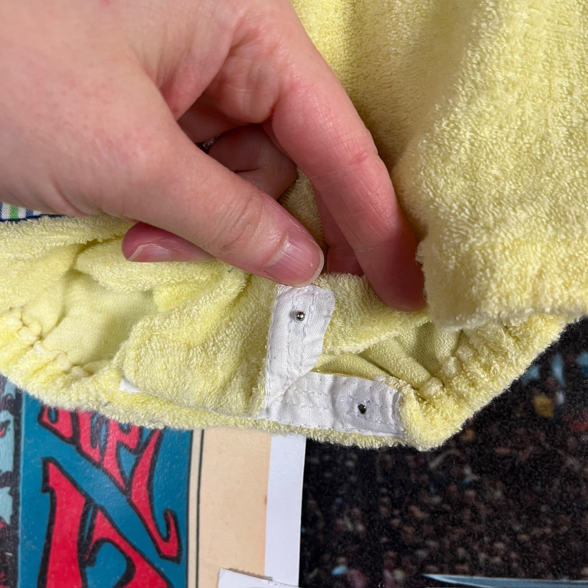 Vintage 1970s-80s Yellow Rock a Bye Baby Terry Cloth Romper Baby 0-3M