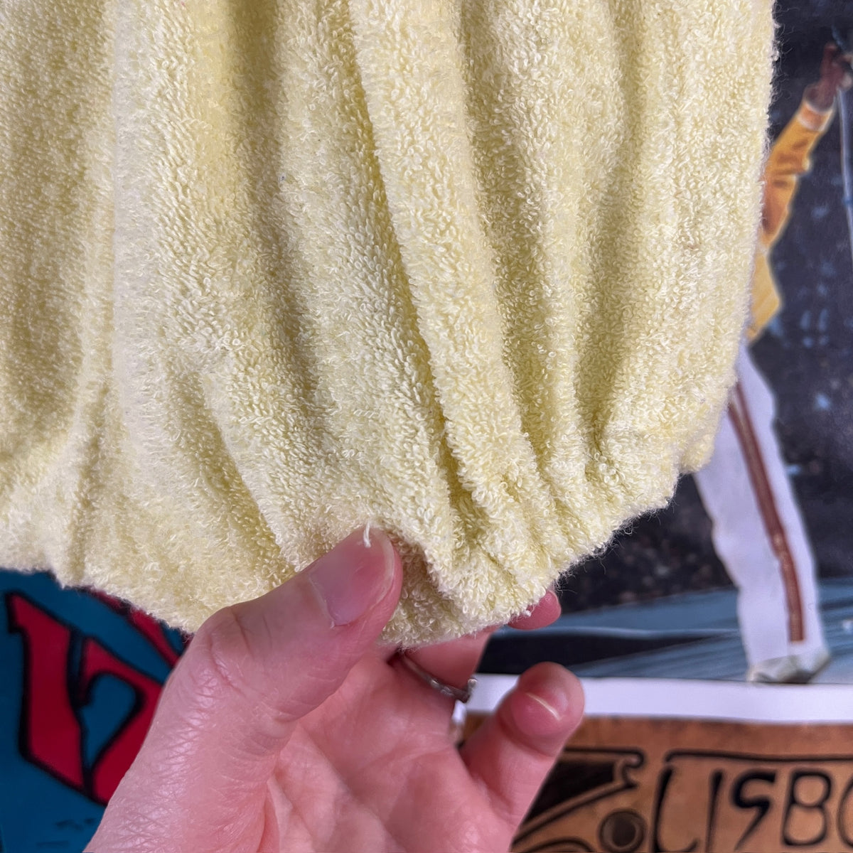 Vintage 1970s-80s Yellow Rock a Bye Baby Terry Cloth Romper Baby 0-3M