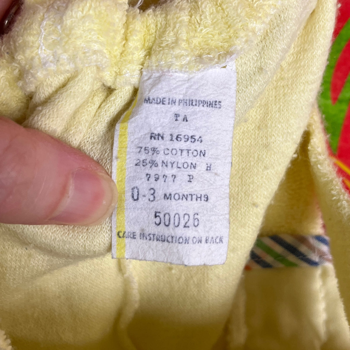 Vintage 1970s-80s Yellow Rock a Bye Baby Terry Cloth Romper Baby 0-3M
