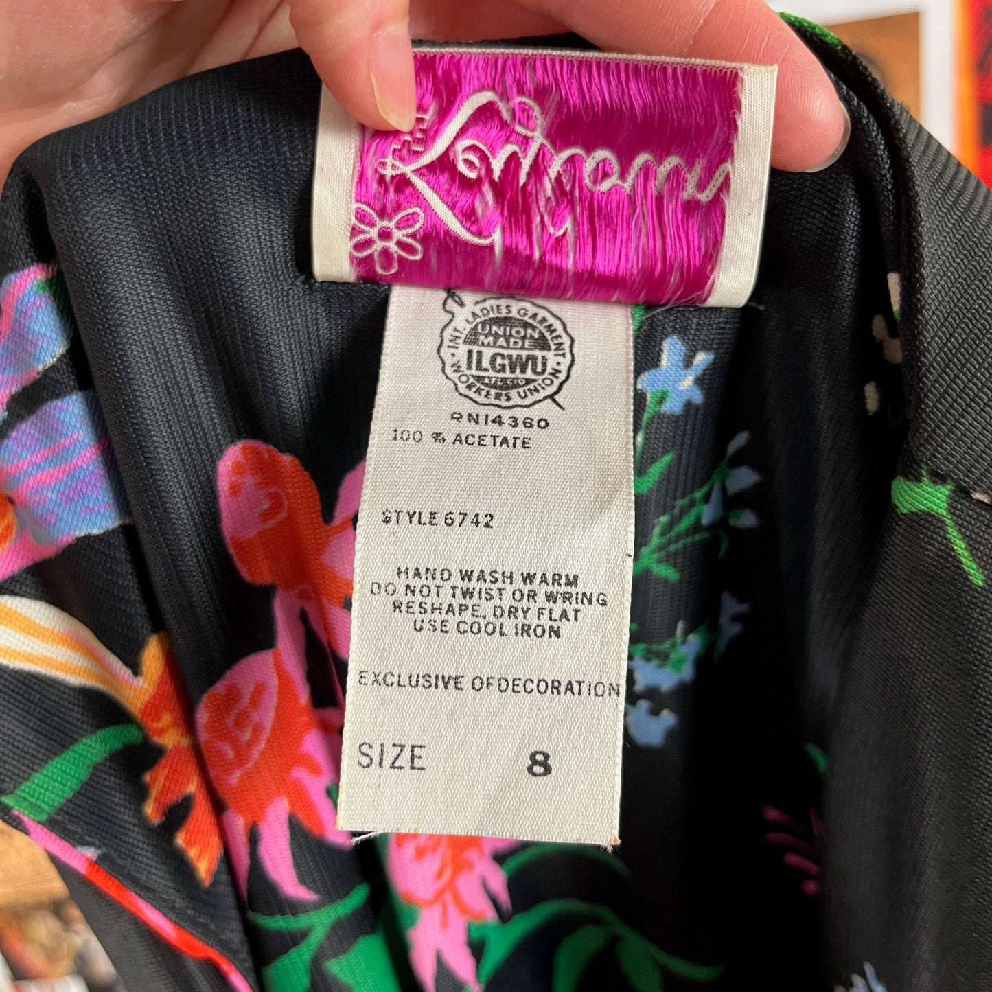 Vintage Women's 70s Black Floral Deep V Empire Waist Keyloun Hostess Disco Jumpsuit