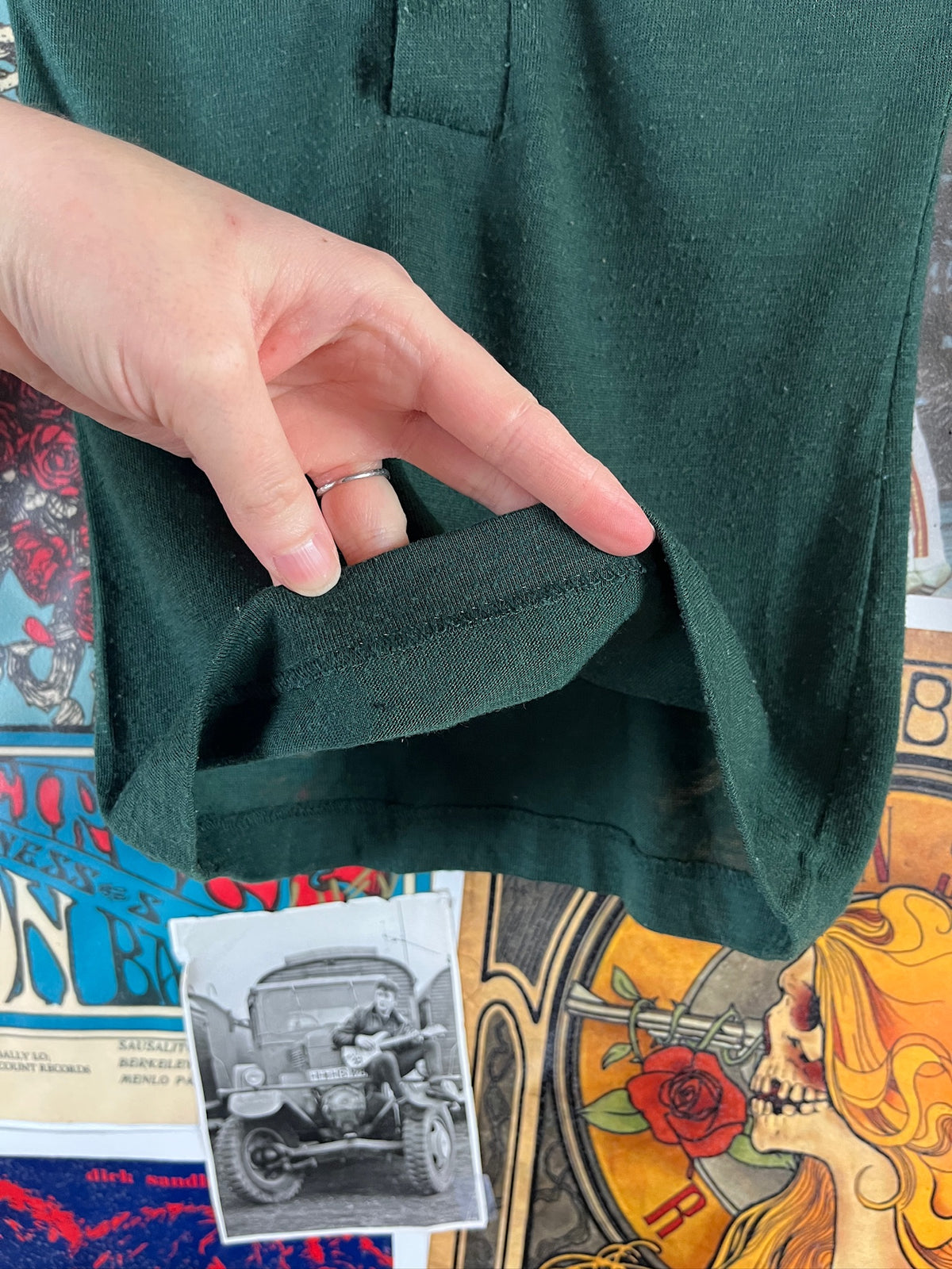 Vintage Boys Kids 70s Solid Green Polo Pullover Shirt Size 6 Slim Ages 5-6