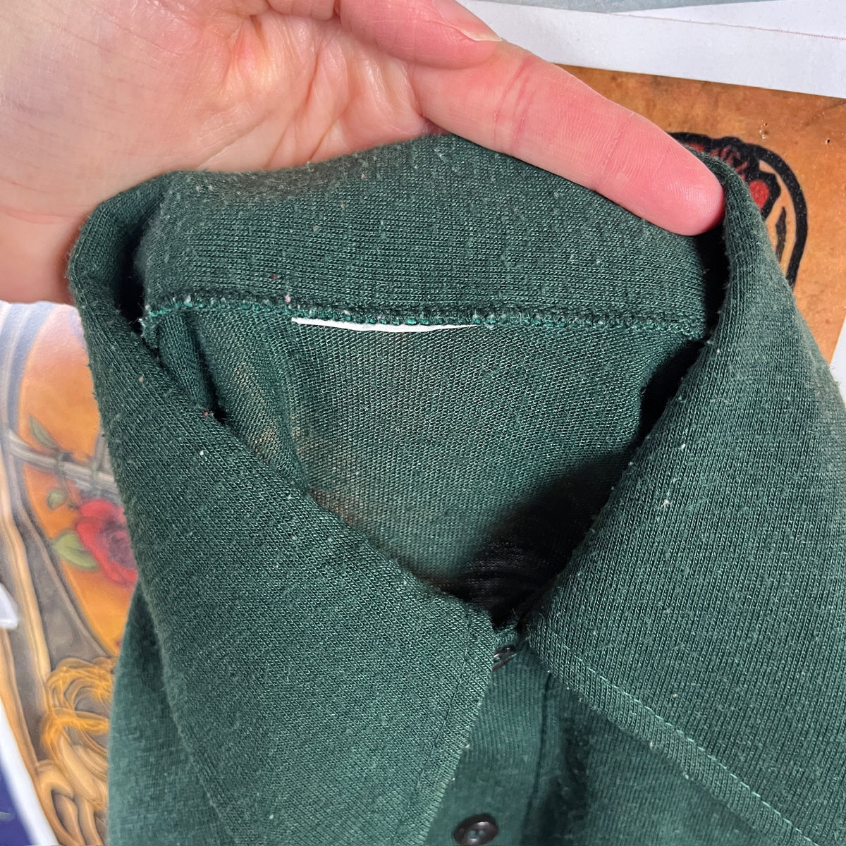 Vintage Boys Kids 70s Solid Green Polo Pullover Shirt Size 6 Slim Ages 5-6