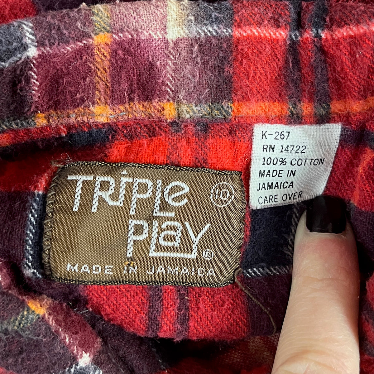 Vintage Kids 80s Red Plaid Flannel Shirt Size 7 Ages 6-7