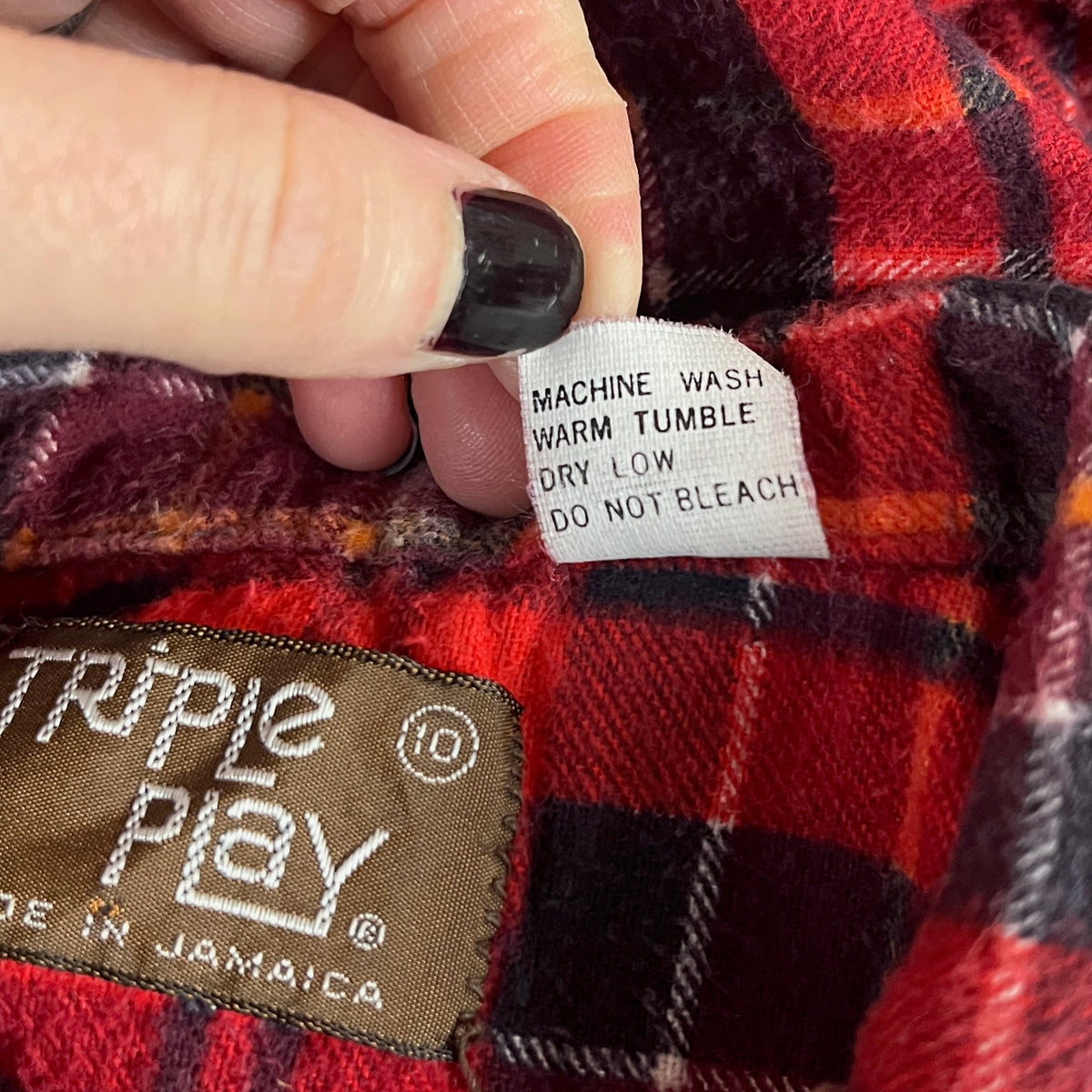 Vintage Kids 80s Red Plaid Flannel Shirt Size 7 Ages 6-7