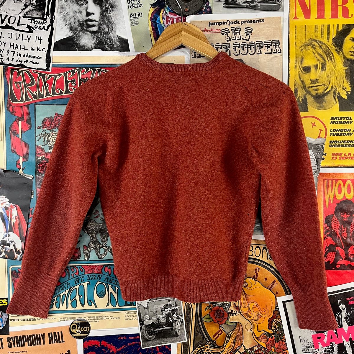 Vintage Kids 60s Distressed Wool V-Neck Jumper Sweater Size 10 Ages 8-9
