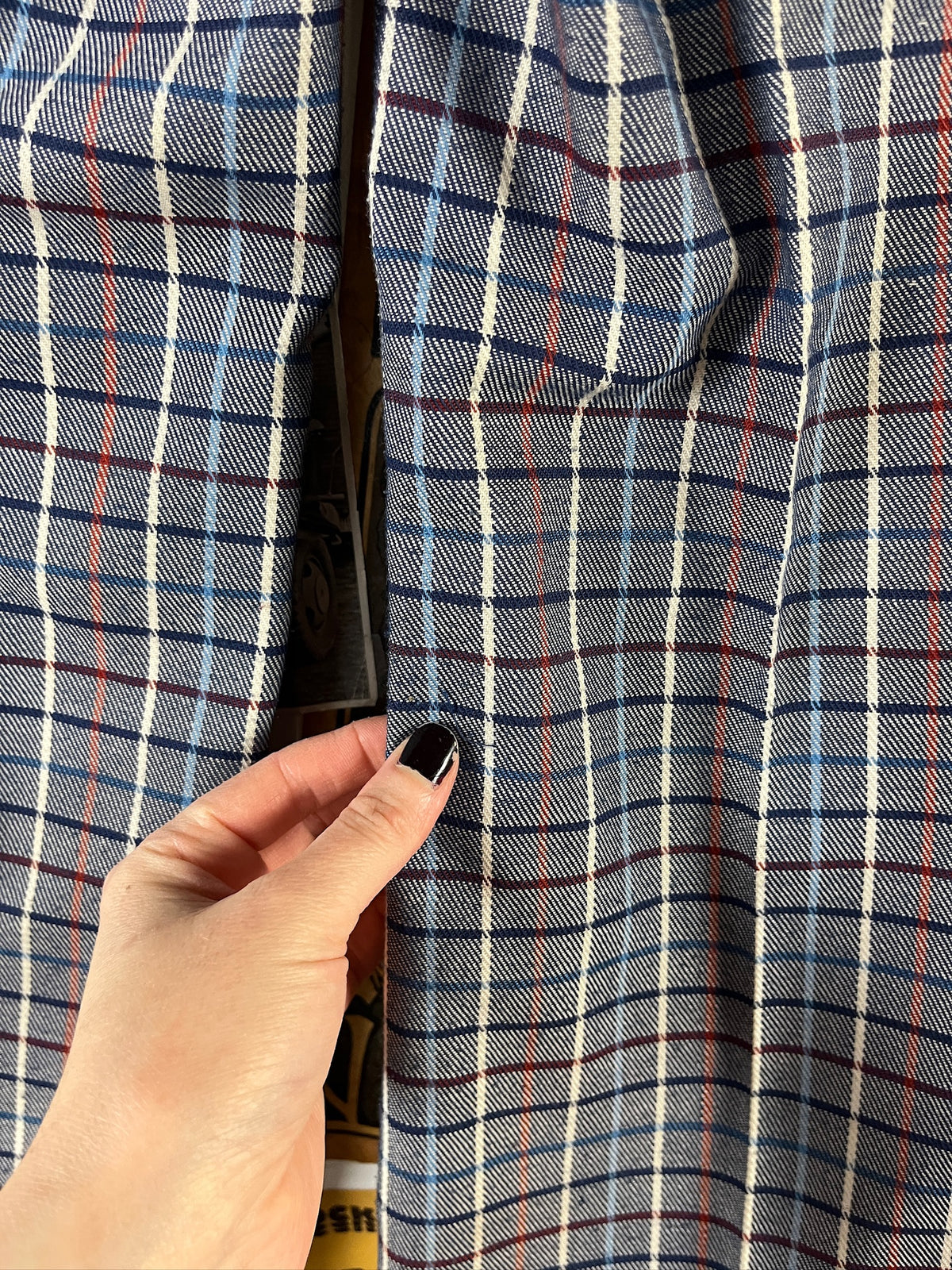 Vintage Kids 70s Blue Plaid Flare Trouser Pants Boys Size 10 Age 8