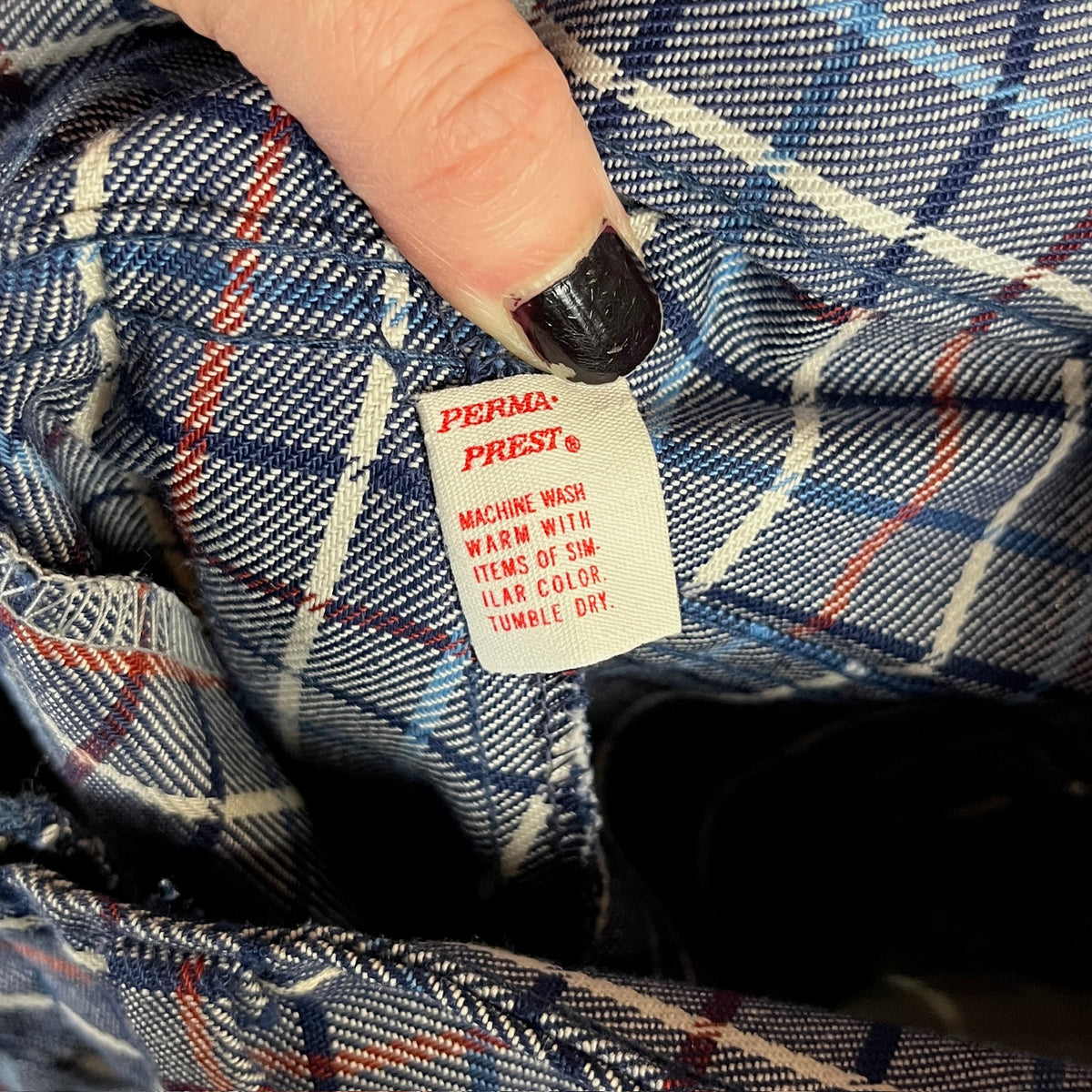 Vintage Kids 70s Blue Plaid Flare Trouser Pants Boys Size 10 Age 8