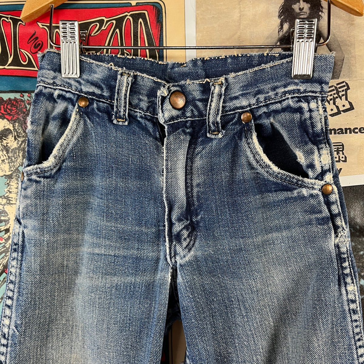Vintage Kids 60s-70s Patched Faded Grunge Hippie Sanforized 