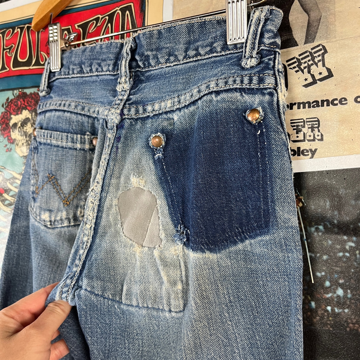 Vintage Kids 60s-70s Patched Faded Grunge Hippie Sanforized 