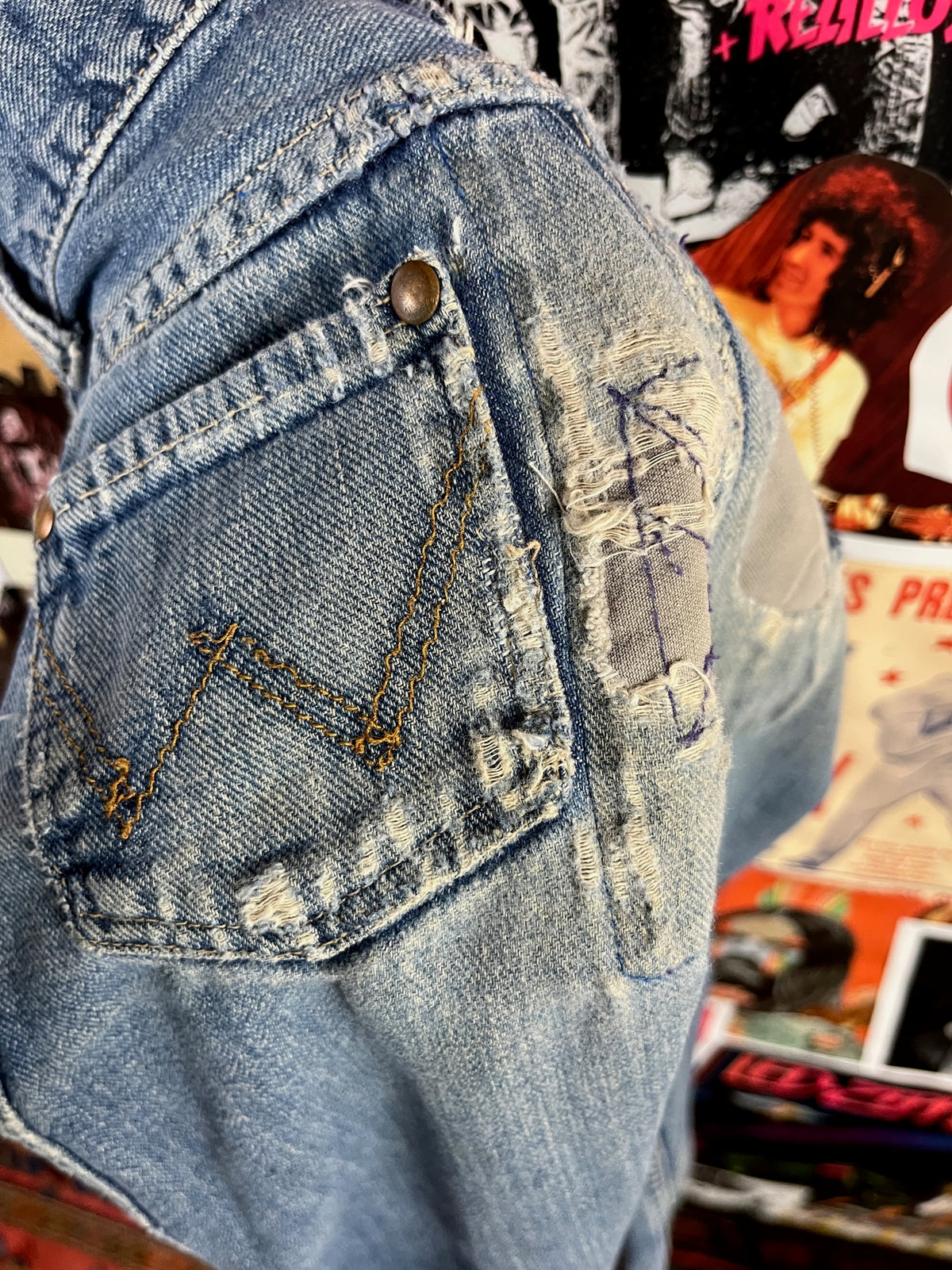 Vintage Kids 60s-70s Patched Faded Grunge Hippie Sanforized 