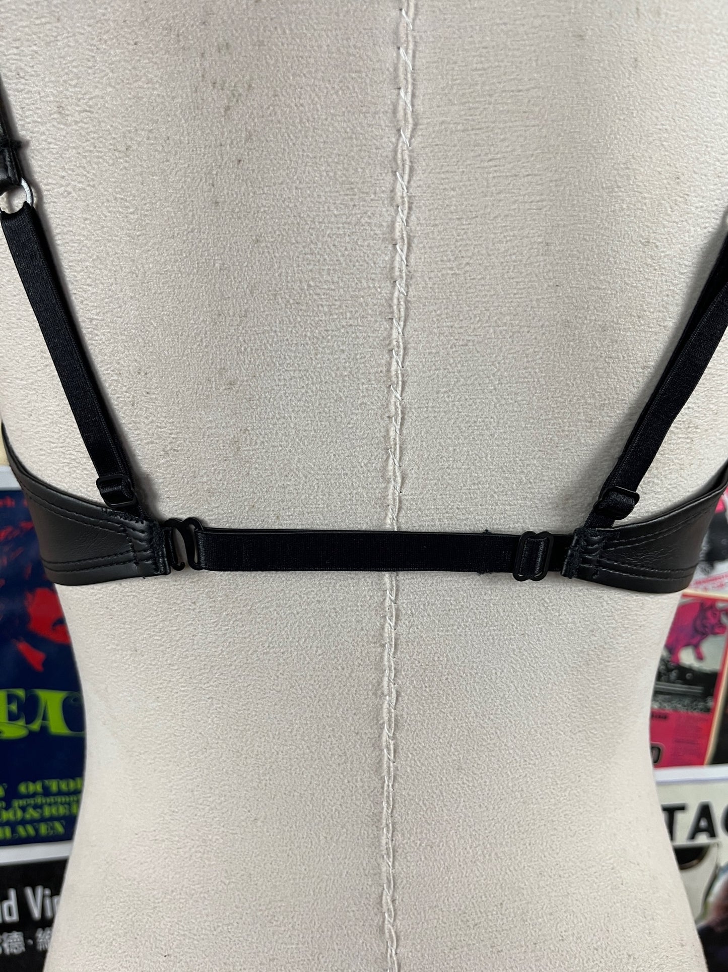 Vintage Women's 90s Black Leather Easyriders Studded Lace Up USA Biker Bra Top Sturgis Motorcycle Festival