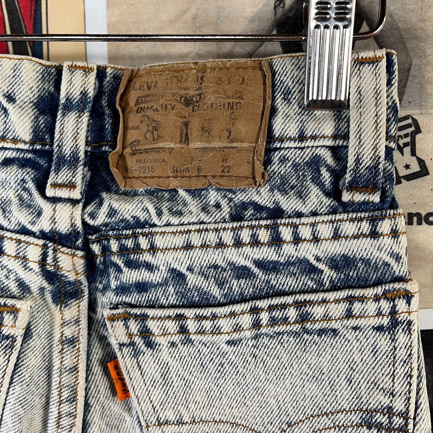 Vintage Kids 80s Acid Wash Betty Boop Hearts Patchwork Big E Levi's Denim Jeans 6X-7 Slim USA