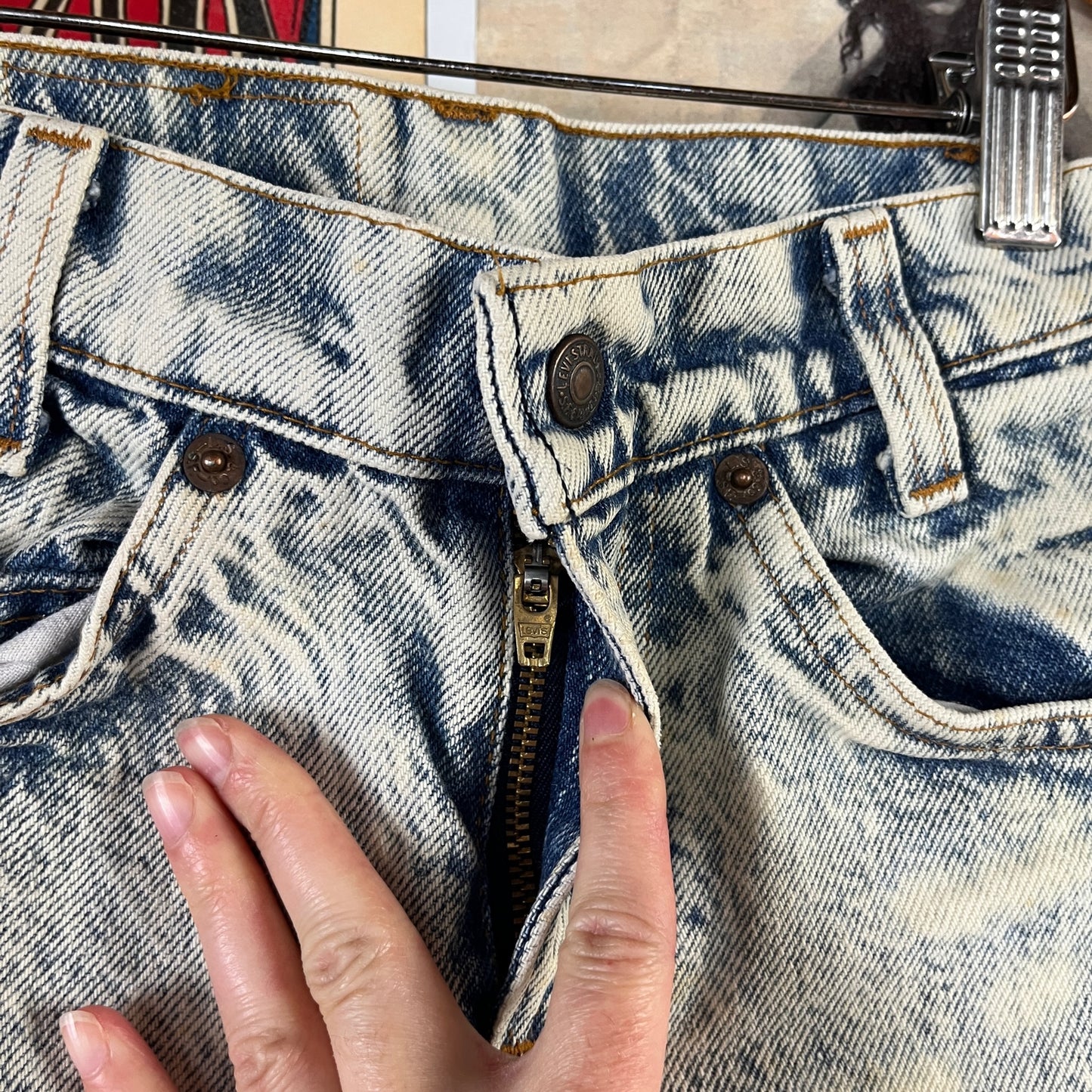 Vintage Kids 80s Acid Wash Betty Boop Hearts Patchwork Big E Levi's Denim Jeans 6X-7 Slim USA
