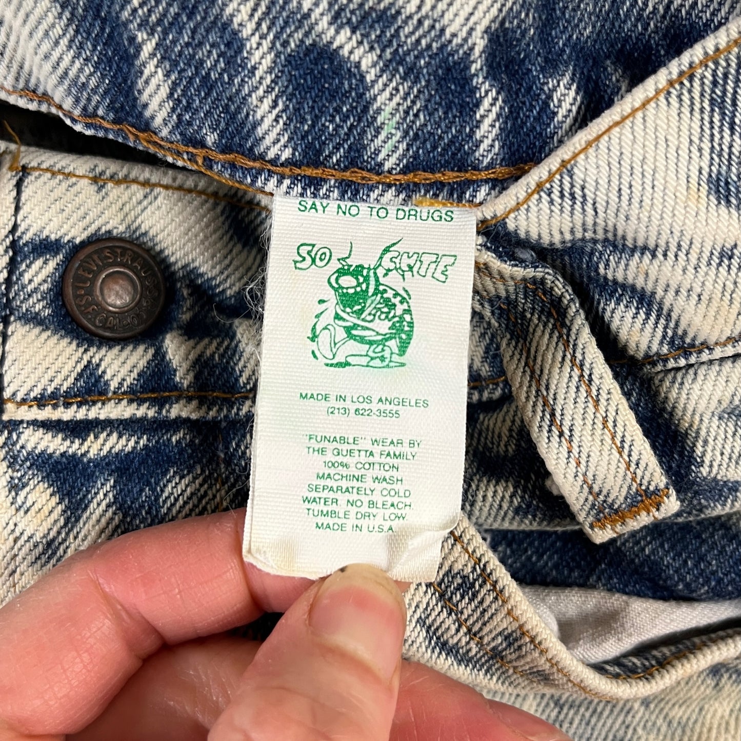 Vintage Kids 80s Acid Wash Betty Boop Hearts Patchwork Big E Levi's Denim Jeans 6X-7 Slim USA