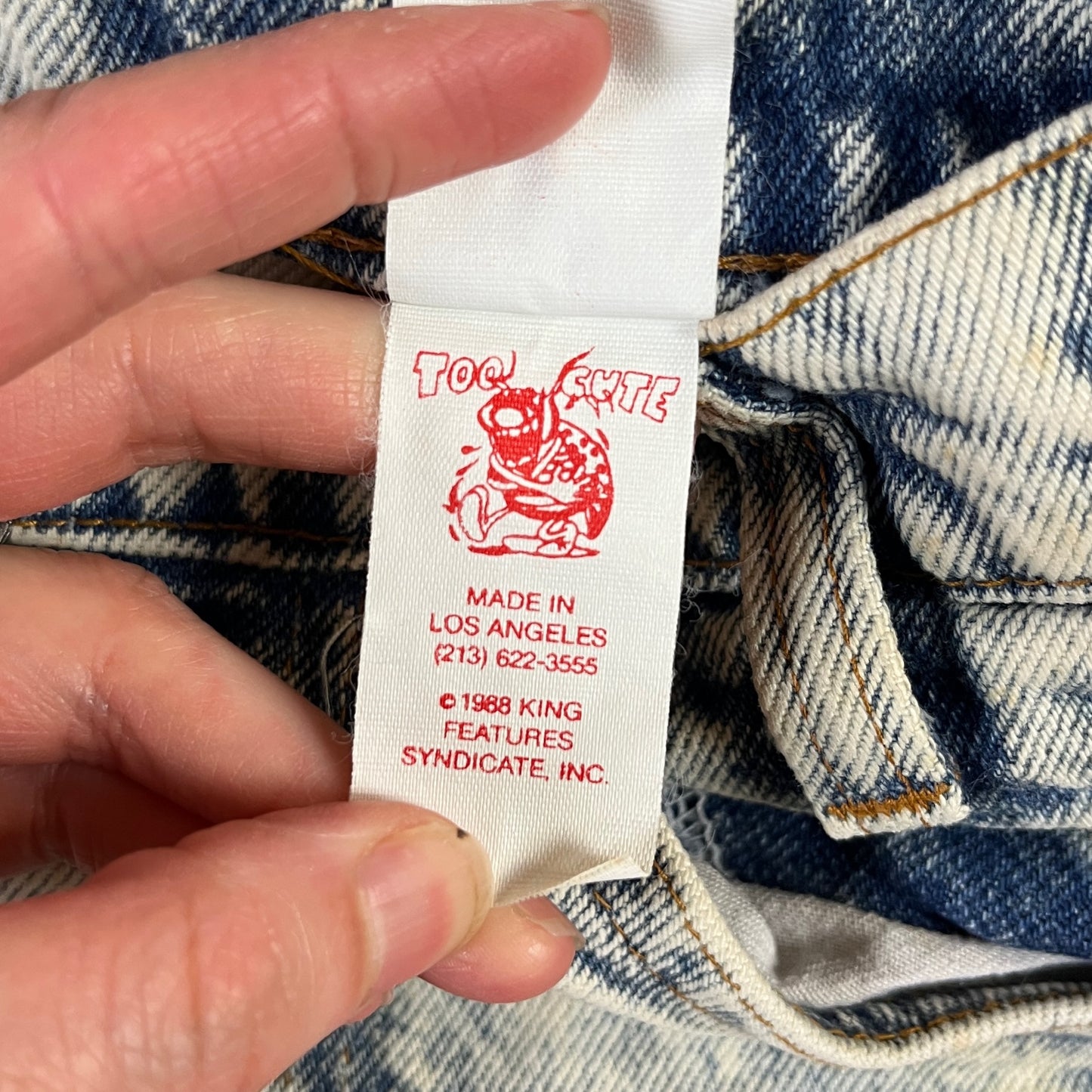 Vintage Kids 80s Acid Wash Betty Boop Hearts Patchwork Big E Levi's Denim Jeans 6X-7 Slim USA