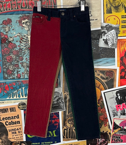 Boys Kids Y2Ks 2000s Color Block Ralph Lauren Polo Cotton Corduroy Straight Leg Pants Size 5 Ages 4-5