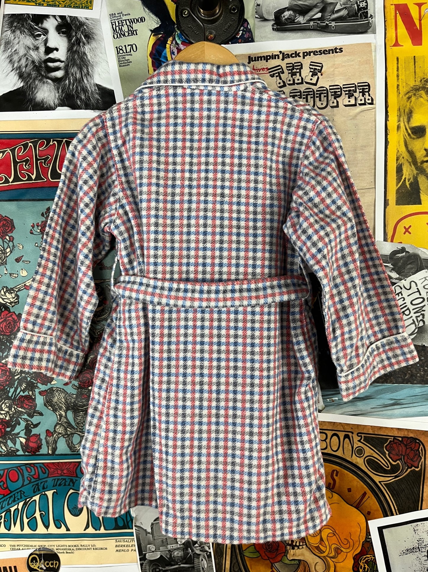 Vintage Toddler Boys Kids Retro 1950s Sanforized Double Breasted Belted Collared Loungewear Bathrobe 3T