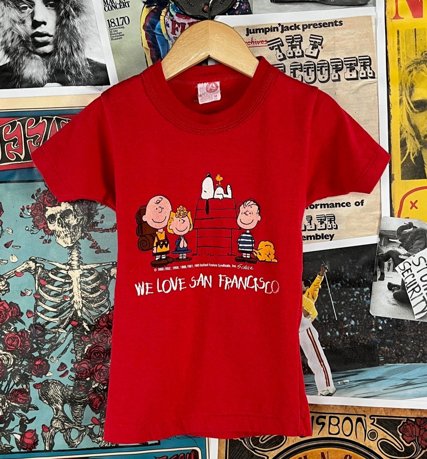 Vintage toddler kids 80s single stitch We Love San Francisco California Peanuts cartoon graphic souvenir t-shirt size 3T slim.