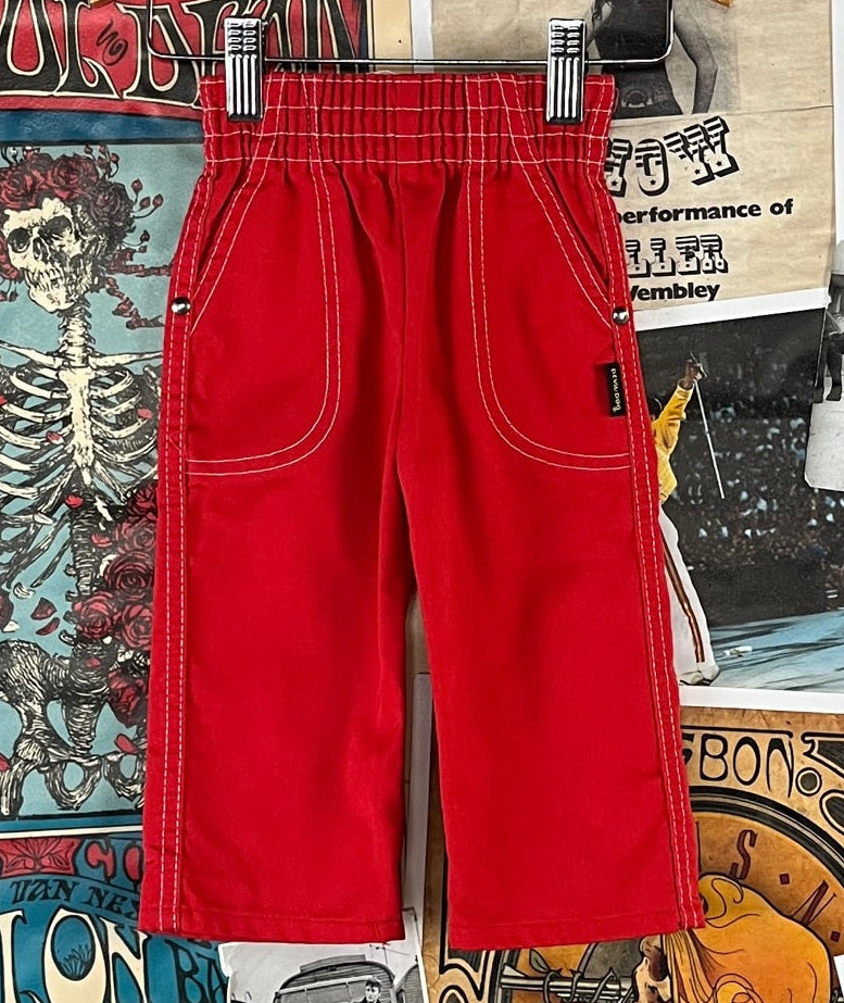 Vintage baby boy girl 70s 80s red wide leg pants 9 months.