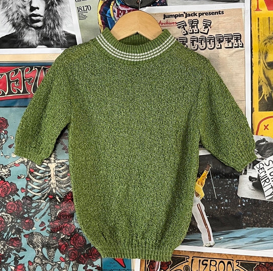 Vintage boys retro mod 60s mock neck pullover knit top ages 3 to 4. 