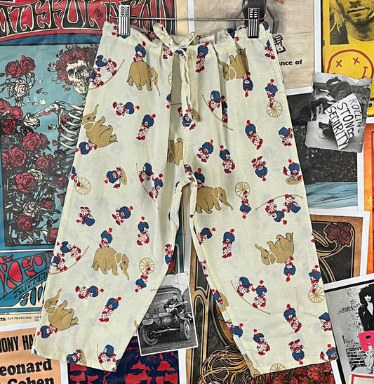 Vintage kids elephant circus clown print pajama pants size 4T.