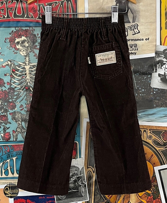 Vintage toddler kids 70s 80s brown corduroy pants Levis 2T