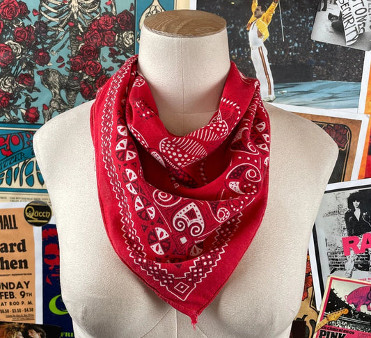 Vintage 50s 60s Turkey Red USA All Cotton Rockabilly RN 15234 Bandana Handkerchief