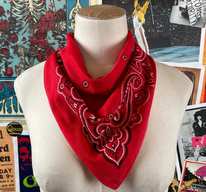 Vintage 50s 60s Turkey Red Selvedge Bandana Hanky